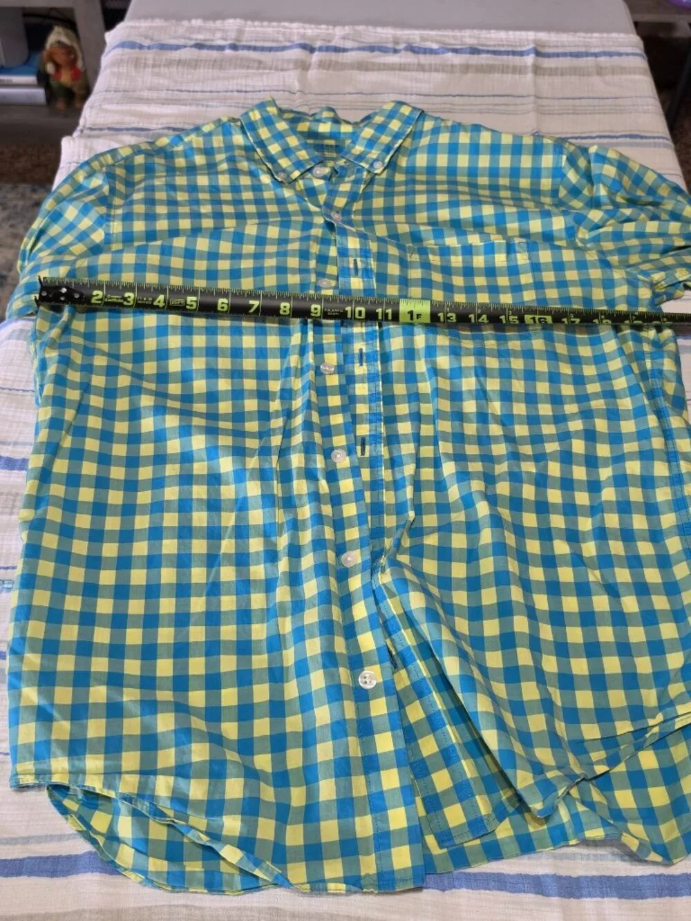 J.Crew Lightweight Slim Fit Shirt – Medium – Blue/Yellow Check – 100% Cotton